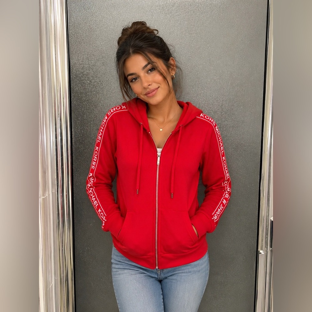 🎄FIRM PRICE🎄 MICHAEL KORS NWOT Logo Tape Stretch-Viscose Hoodie